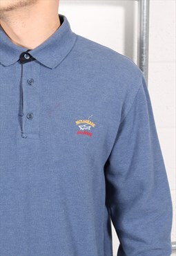 Vintage Paul & Shark Long Sleeve Polo Shirt in Blue XL