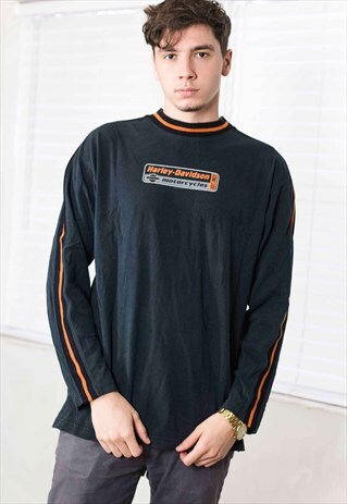 VINTAGE HARLEY-DAVIDSON RACING T-SHIRT LOGO 90S L 12.0