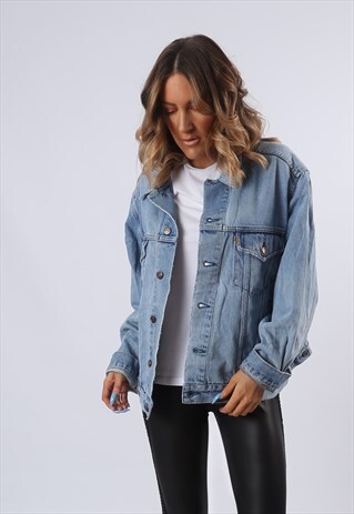 LEVIS DENIM JACKET ORANGE TAB OVERSIZED FITTED UK 18 (B6AG)