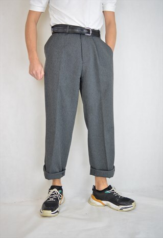 VINTAGE GREY CLASSIC STRAIGHT TROUSERS