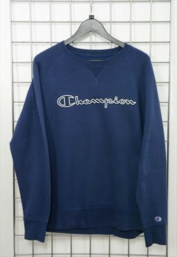 Vintage 90s Champion Sweatshirt Logo Blue Size L