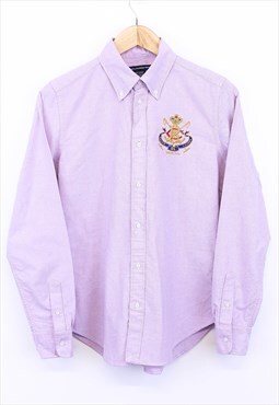 Vintage Ralph Lauren Shirt Purple Long Sleeve With Logo Tab