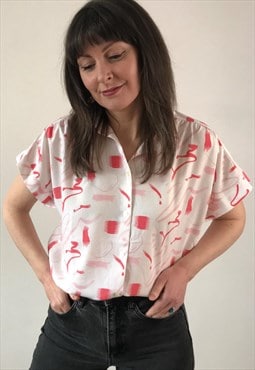 Vintage 90s White & Red Blouse