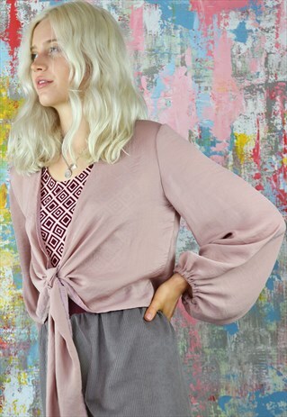 WRAP TOP IN DUSKY PINK SILKY FABRIC