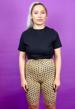 BLACK CHAIN PRINT BIKE SHORTS