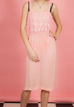 Vintage sheer pink laced slip dress