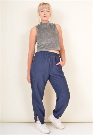 VINTAGE 90'S SHELL SUIT TRACKIE BOTTOMS BLUE