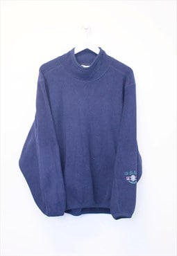 Vintage Adidas 90s mock neck fleece in navy. Best fits XL