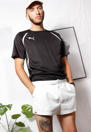 80S VINTAGE 90S SPORTS LACOSTE WHITE TENNIS PLAIN SHORTS