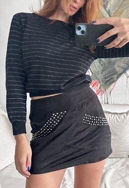 Mini Studded Alternative Skirt - Small