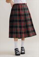 Vintage 90s Preppy Midi Pleated Plaid Skirt XL