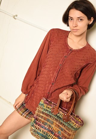 90'S RETRO EMBROIDERED BOHO SHIRT TOP