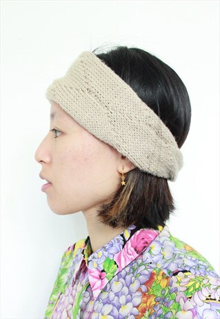 HAND KNIT BEIGE HEADSCARF BAND