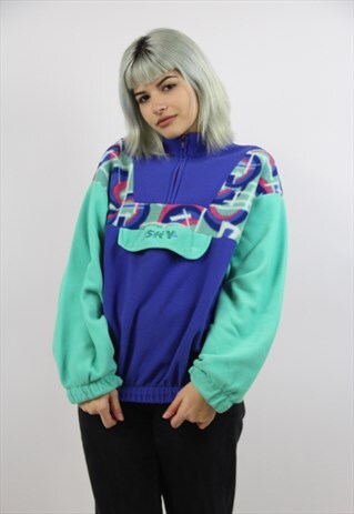 VINTAGE 90S PATTERNED FLEECE HALF ZIP JUMPER