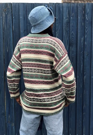 VINTAGE 90S MULTICOLOUR STRIPED JUMPER