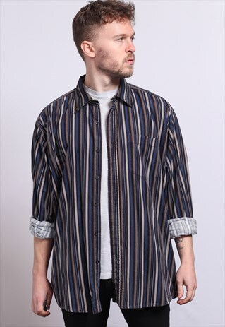 VINTAGE CORDUROY CORD STRIPED SHIRT