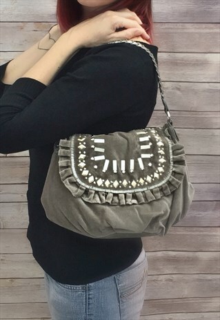 KHAKI VELVET BAG