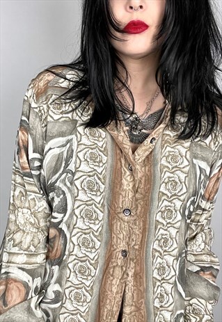 GRUNGE STYLE ABSTRACT PRINT BLOUSE SIZE 14