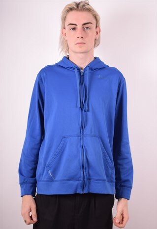 NIKE MENS VINTAGE HOODIE JACKET LARGE BLUE 90S