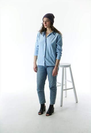 BLUE VELVET SHIRT / BUTTON UP LONG SLEEVE BLOUSE