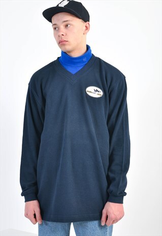 VINTAGE V NECK SWEATSHIRT IN BLUE