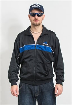 ADIDAS Vintage 90's track jacket in black blue zip up L