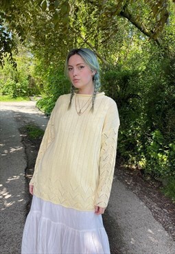 Vintage Cute Cream Boho Cottage Knitted Jumper