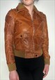LEATHER BOMBER JACKET VINTAGE 90S WITH CARGO POCKETS 