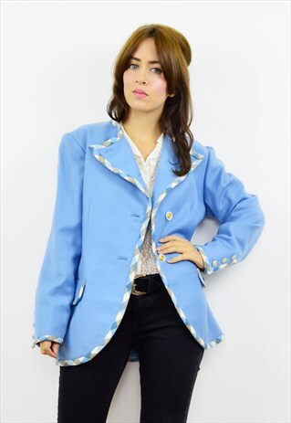VINTAGE 80S POWDER BLUE ASYMMETRICAL JACKET