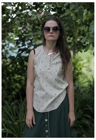 VINTAGE 90'S AZTEC PRINT SLEEVELESS BLOUSE