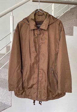 Vintage PRADA Jacket Nylon Work Coat 1998 Brown 
