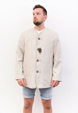 BRANDL Trachten Vintage UK 42 US Blazer Jacket Linen Coat L