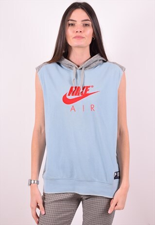 NIKE WOMENS VINTAGE HOODED VEST TOP MEDIUM BLUE 90S