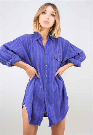 VINTAGE OVERSIZED LONG SLEEVE PATTERNED SHIRT