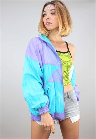 VINTAGE 80S 90S OVERSIZED FESTIVAL SHELL WINDBREAKER JACKET