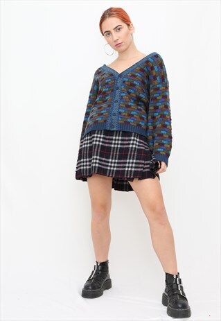70'S MISSONI MIXED MUTED COLOURS RECTANGLE CARDIGAN
