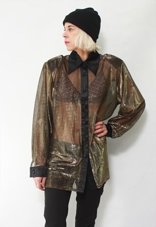 VINTAGE 90' AMAZING TRANSPARENT GOLD SHIRT