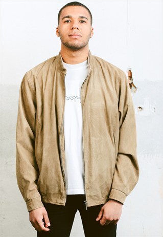 VINTAGE FAUX SUEDE BOMBER JACKET