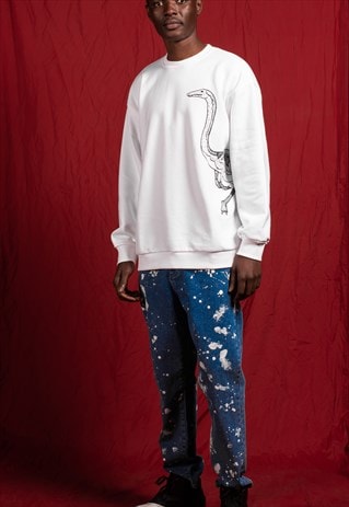 HYBRID DINO SWEATSHIRT IN WHITE