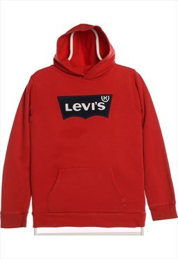 Vintage 90's Levi's Hoodie Embroidered Spellout Pullover Red