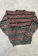 VINTAGE KNITTED JUMPER ABSTRACT PATTERNED KNIT SWEATER