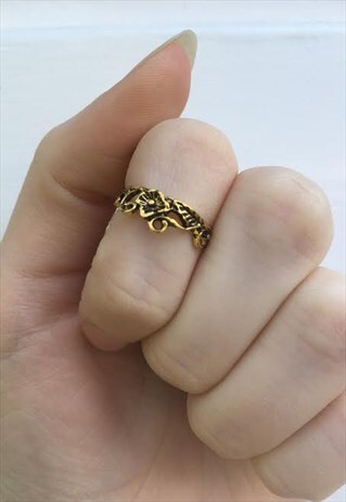 WOMENS BOHO GOLD COLOURED FLOWER FLORAL MIDI RING