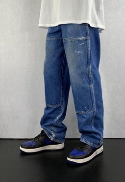 Vintage Blue Dickies Panel Jeans Paint Splatter Reworked Men