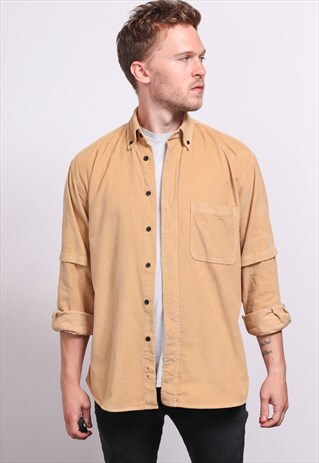 VINTAGE CORDUROY CORD SHIRT BROWN