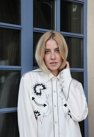 VINTAGE 70'S USA EMBROIDERY SHIRT