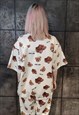 DECAPITATED TEDDY TEE HANDMADE EDGY BEAR PRINT T-SHIRT WHITE