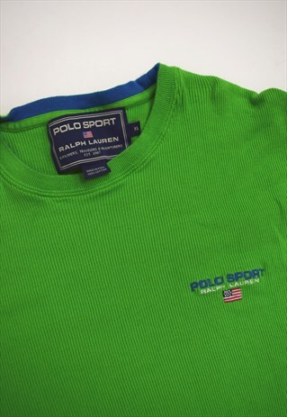 VINTAGE 90S POLO RALPH LAUREN SPORT GREEN T-SHIRT