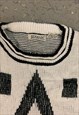 VINTAGE ABSTRACT KNITTED JUMPER FUNKY PATTERNED GRANDAD KNIT