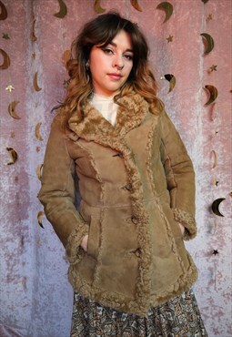 Vintage 70s Penny Lane Sheepskin Jacket - Size 8/10