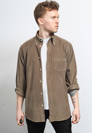 VINTAGE CORDUROY CORD SHIRT BROWN